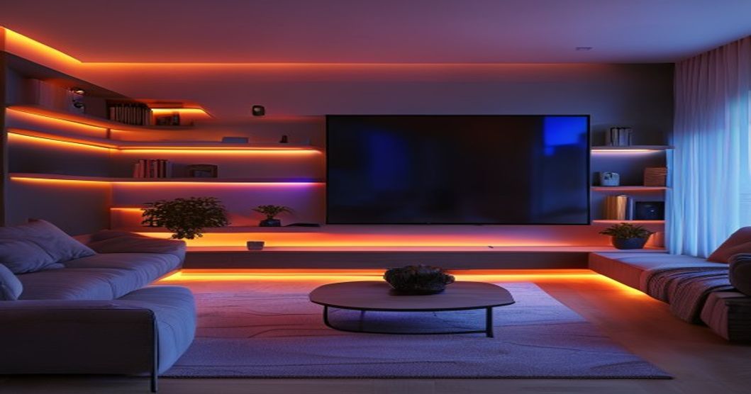 Best LED strip lights installed in a modern living room creating ambient and accent lighting effects