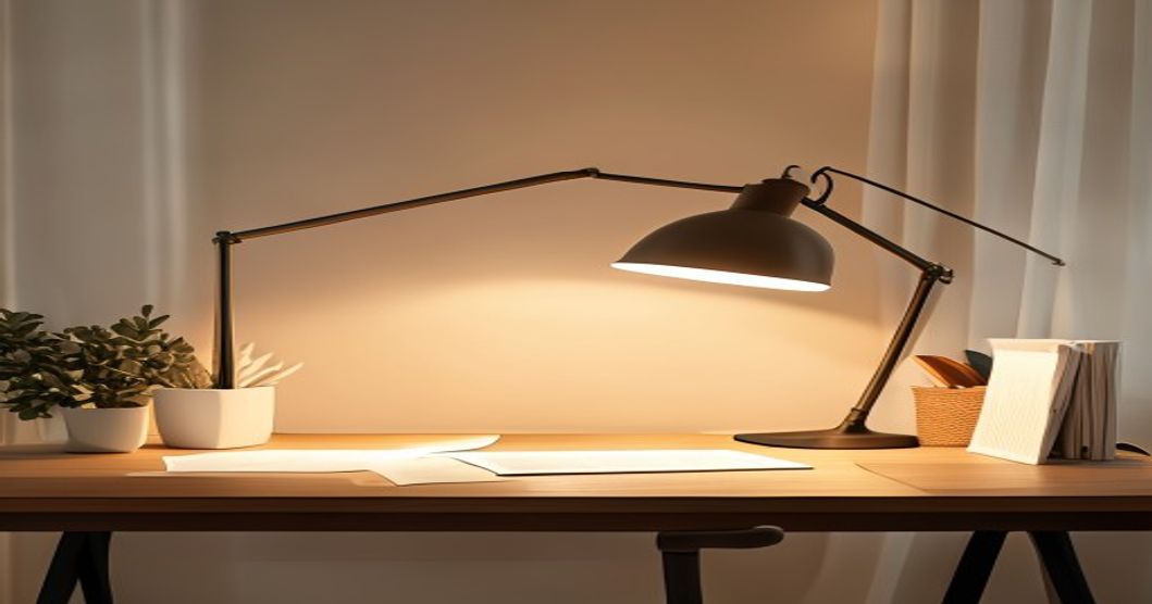 Best desk lamp lighting a professional home office workspace with papers and computer