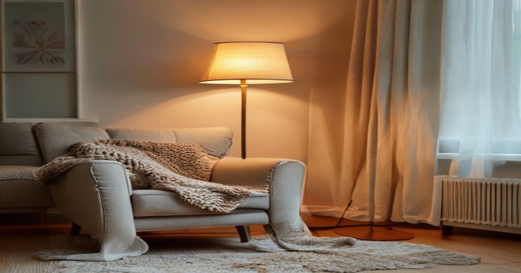 Best floor lamps for reading: cozy reading nook with warm lamplight and comfortable seating