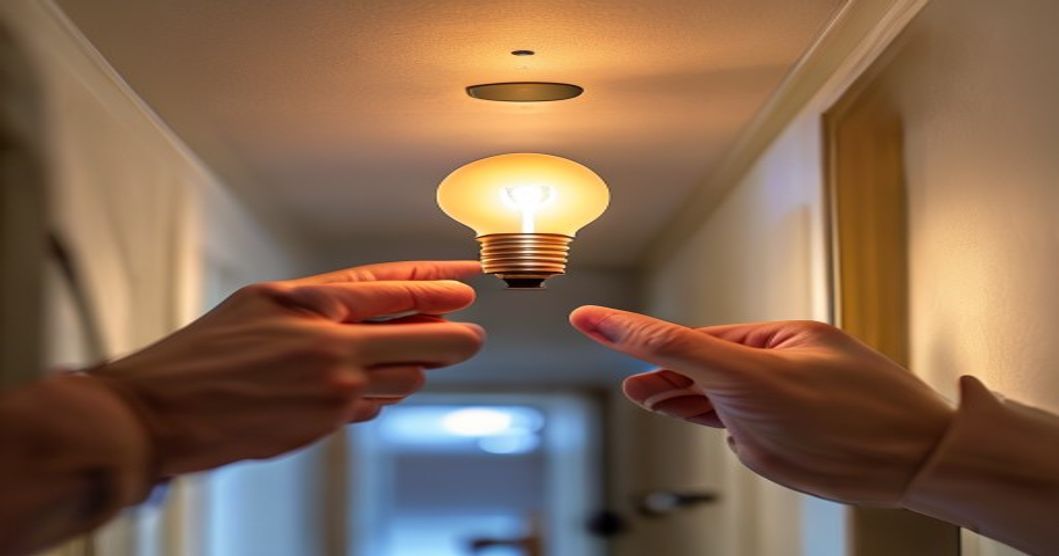 Installing a motion sensor smart bulb in a hallway recessed light fixture
