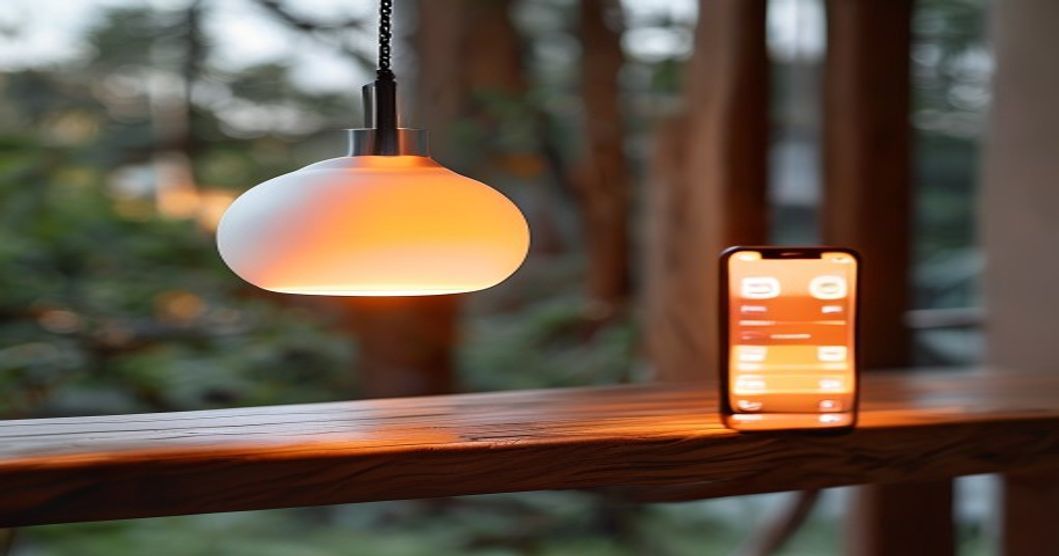 smart bulb with adjustable color temperature control on phone app for staircase lighting