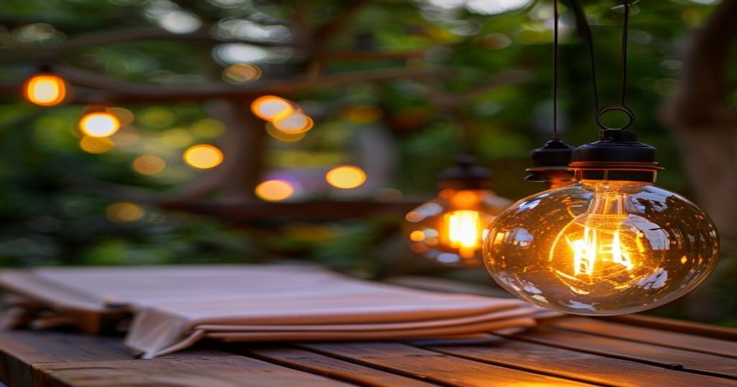Edison globe bulb outdoor string lights for patio dining area ambiance